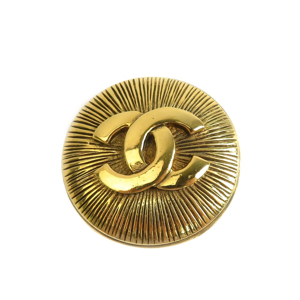 Pre-Loved Chanel CC Gold Plated Round Pin Brooch